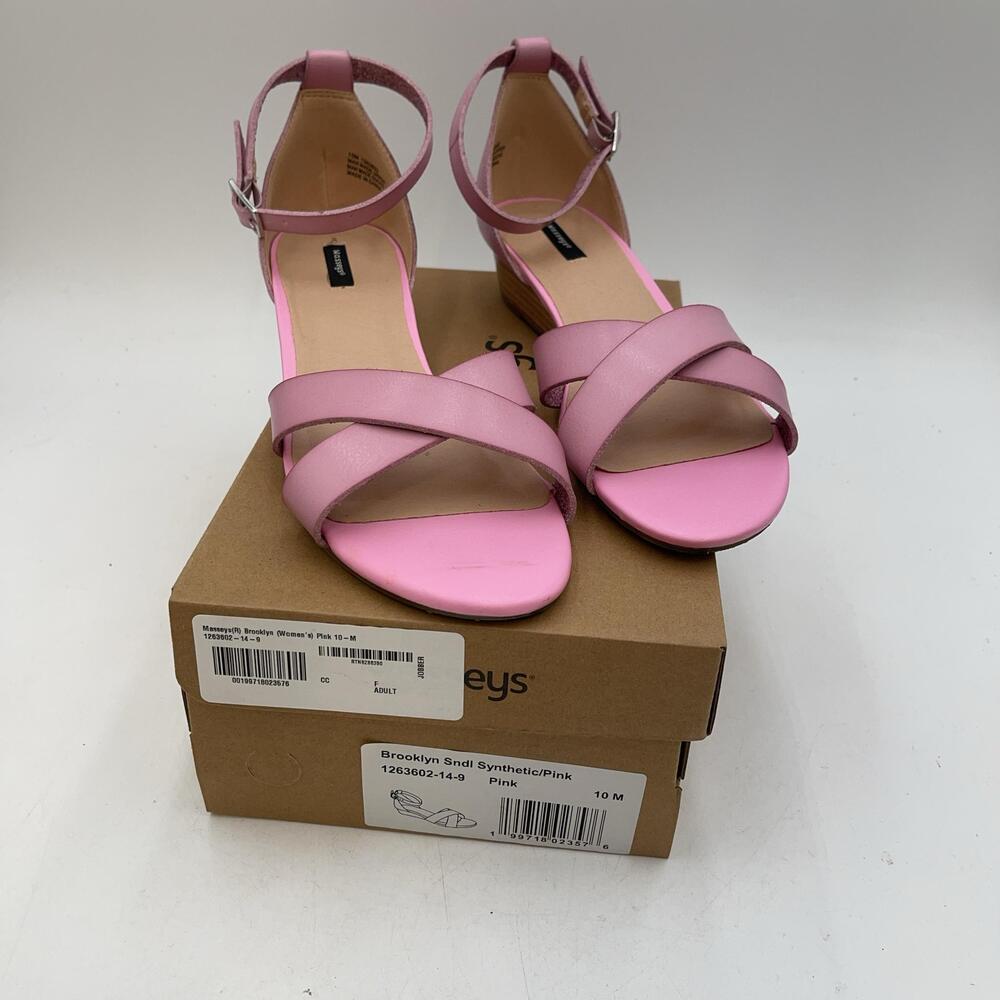 Masseys Brooklyn Shoes Womens Size 10 Pink Synthetic Strappy Ankle Sandals New